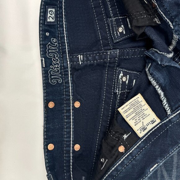 Miss Me Signature Rise Boot Jean 'Cut-Off' Denim Shorts Bling Pockets Size 29 - Picture 7 of 11